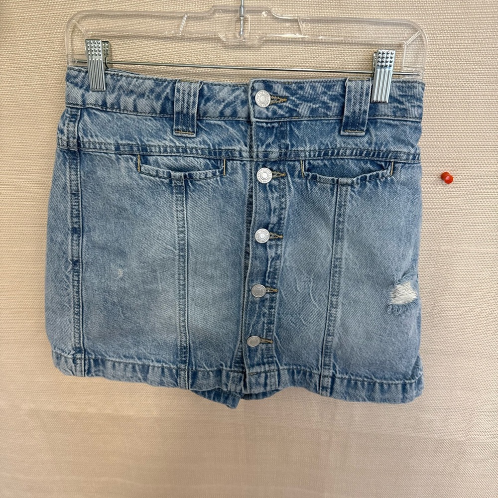 We The Free Blue Denim Skirt